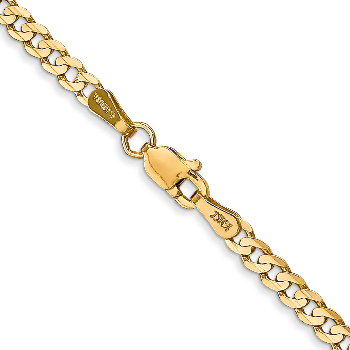 14k 3mm Open Concave Curb Chain