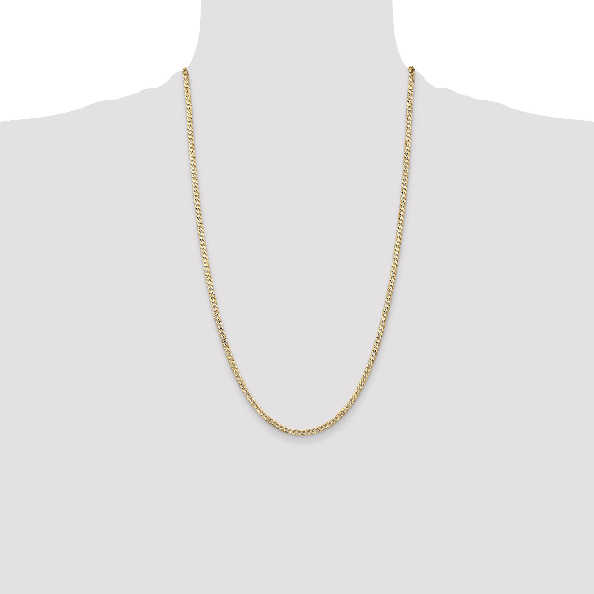 14k 3mm Open Concave Curb Chain