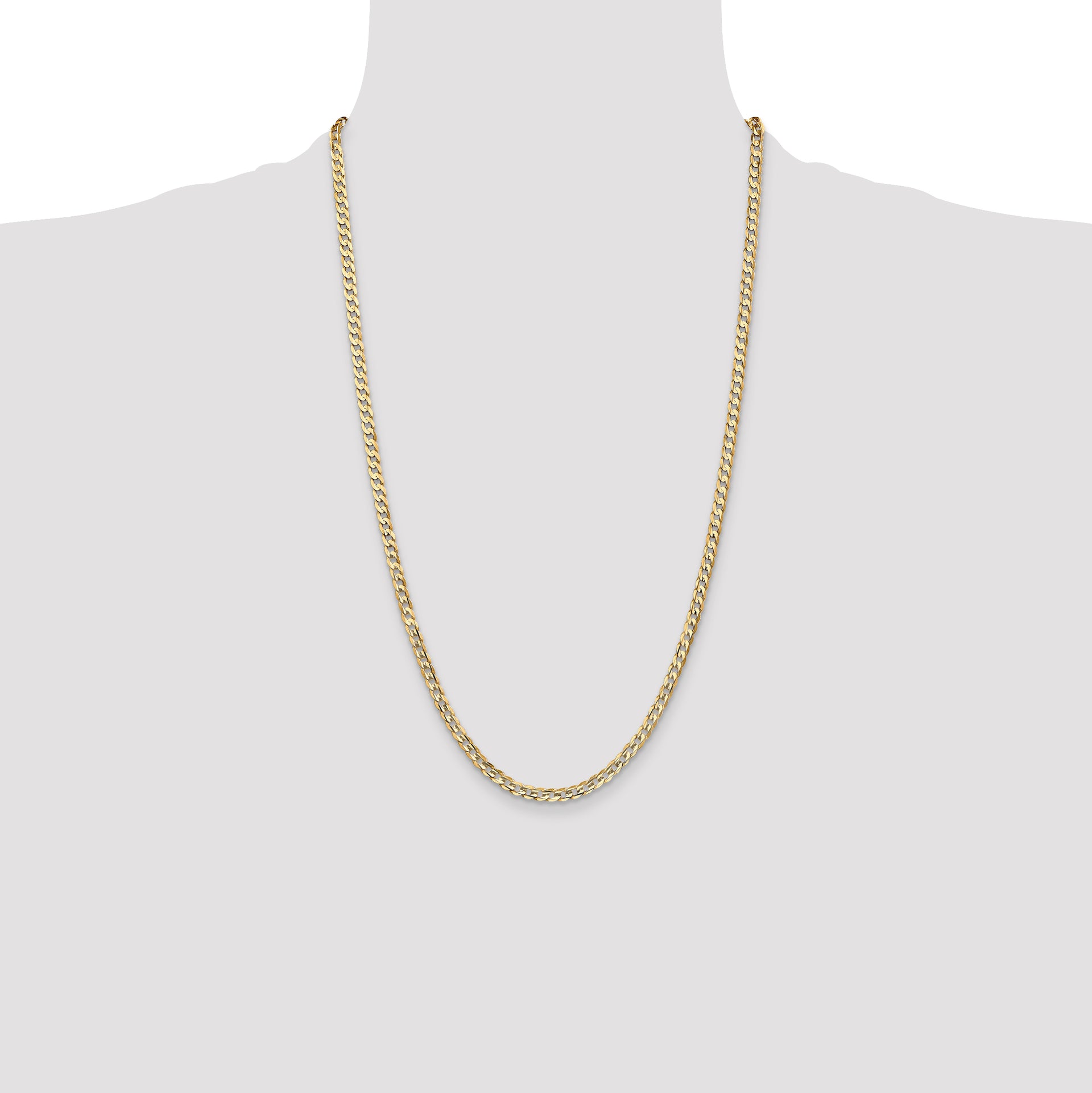 14k 3.8mm Open Concave Curb Chain