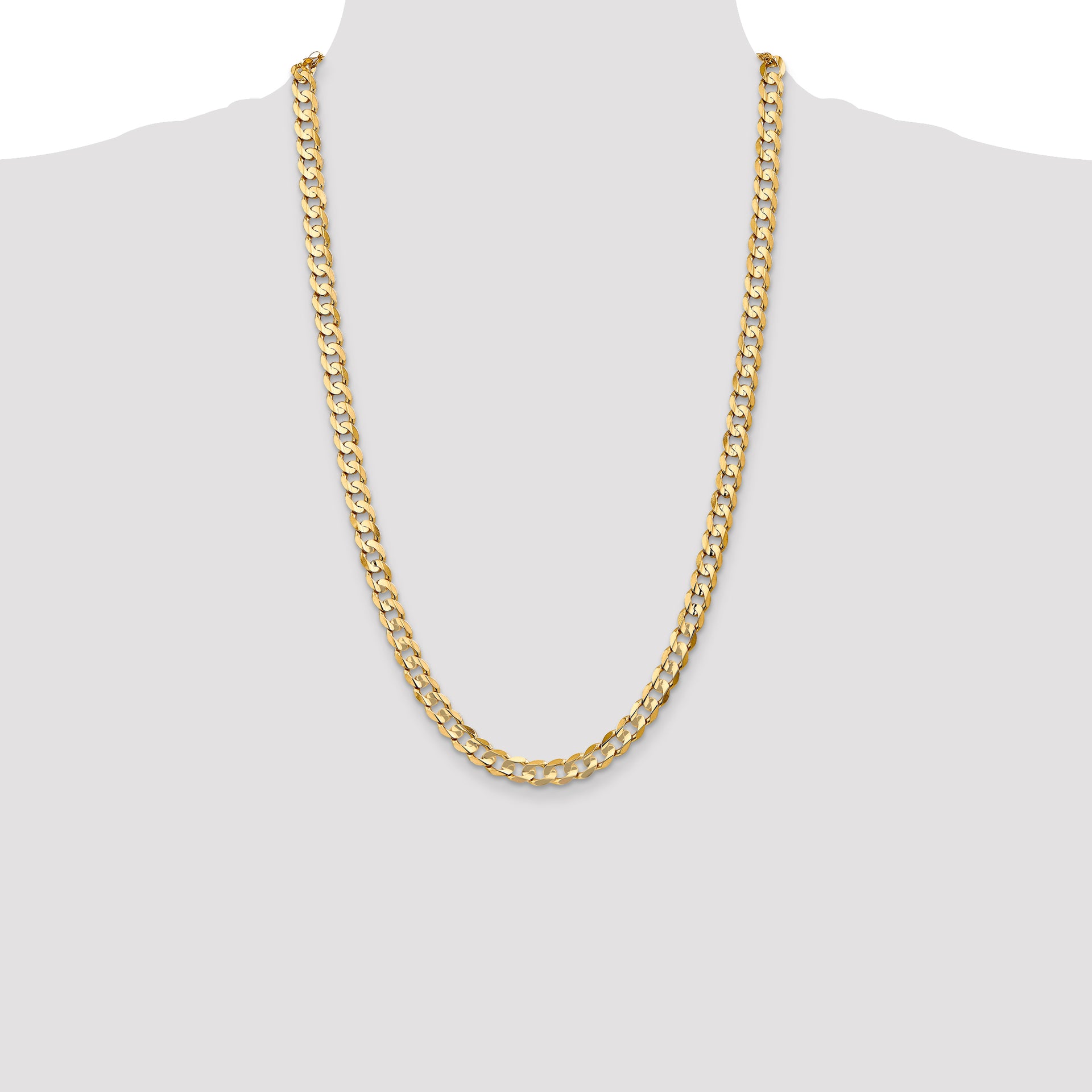 14k 6.75mm Open Concave Curb Chain
