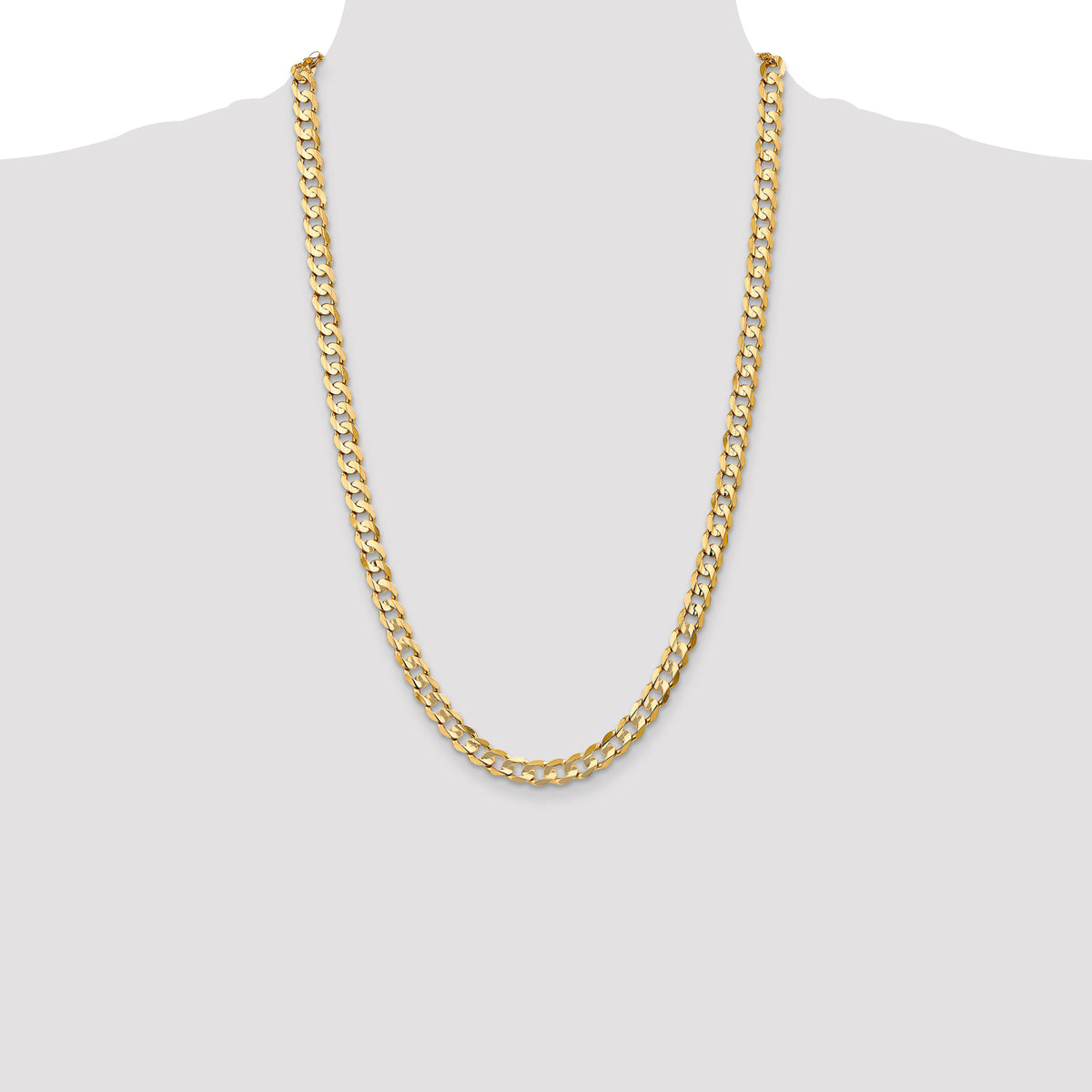 14k 6.75mm Open Concave Curb Chain