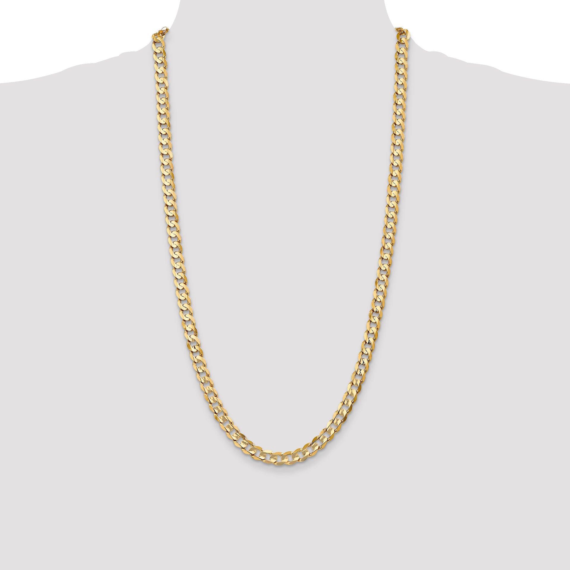 14k 6.75mm Open Concave Curb Chain