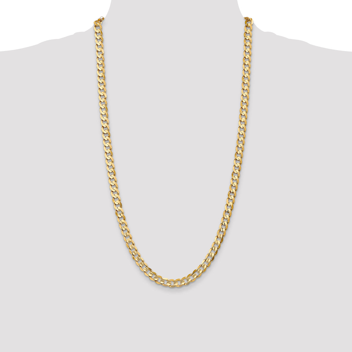 14k 6.75mm Open Concave Curb Chain
