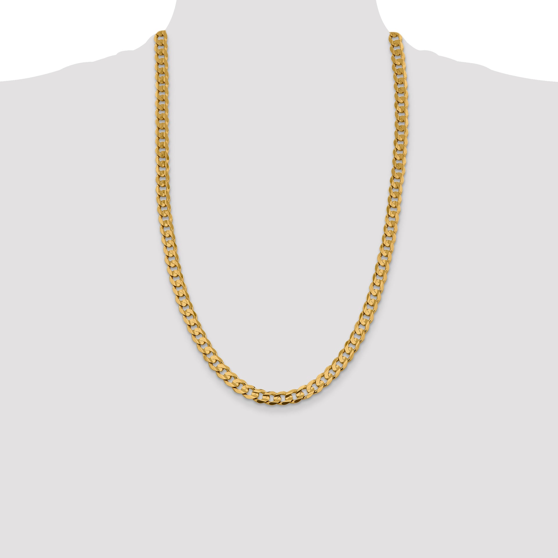 14k 7.5mm Open Concave Curb Chain