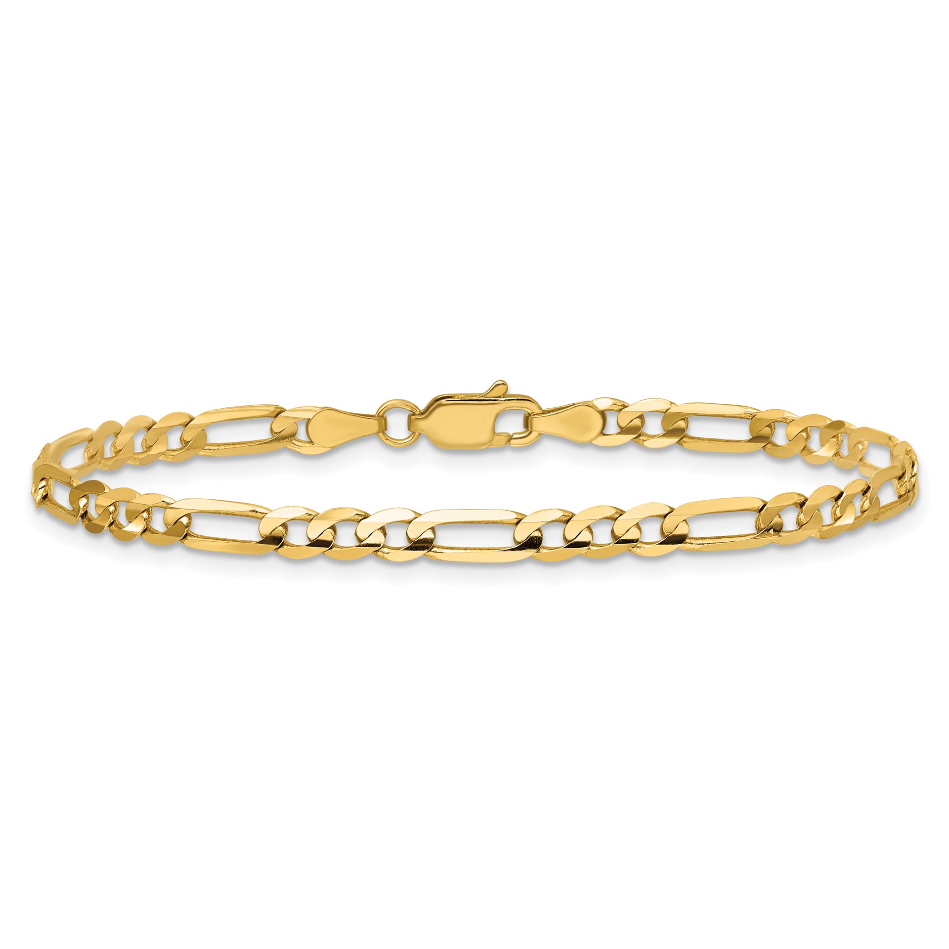 14k 4mm Concave Open Figaro Chain