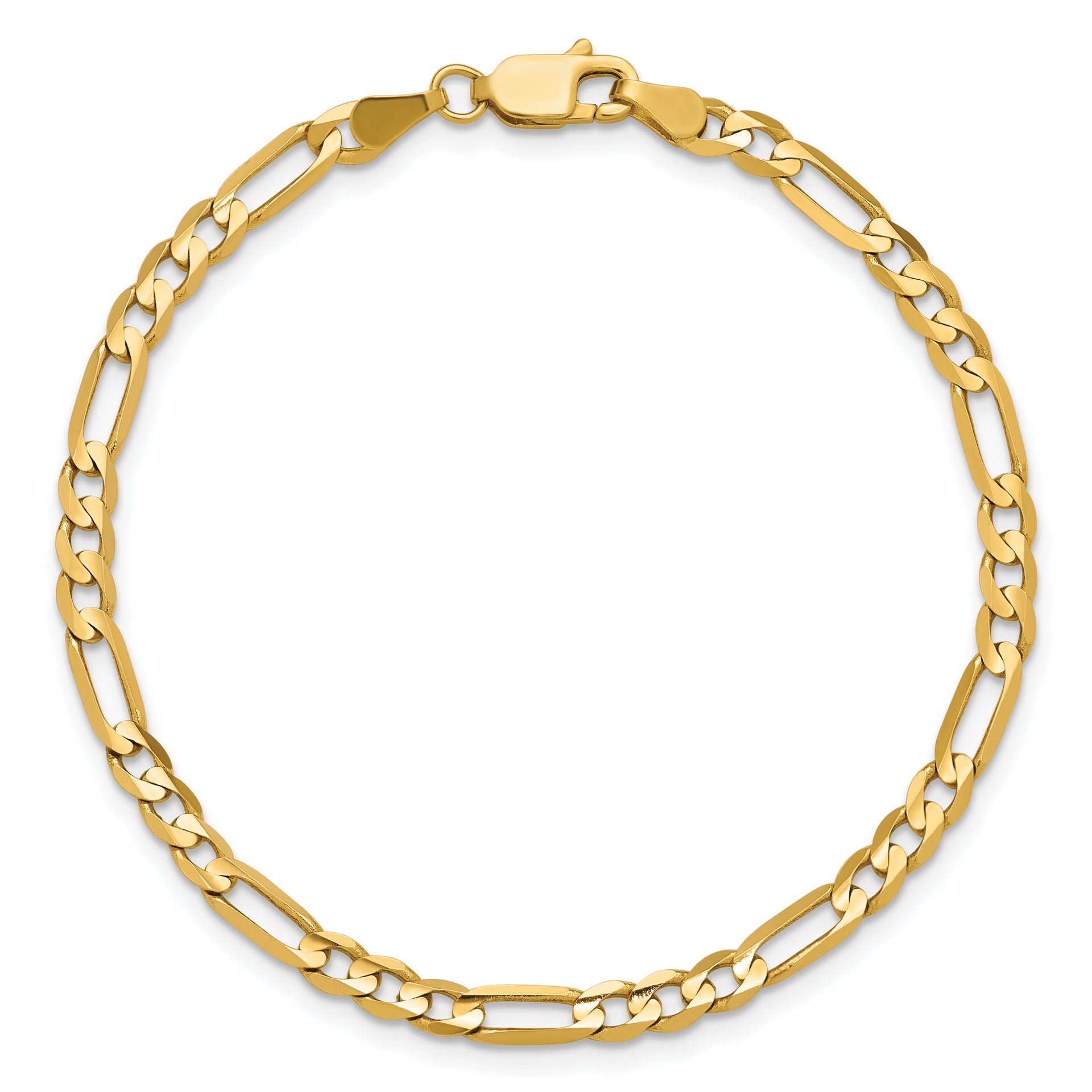 14k 4mm Concave Open Figaro Chain