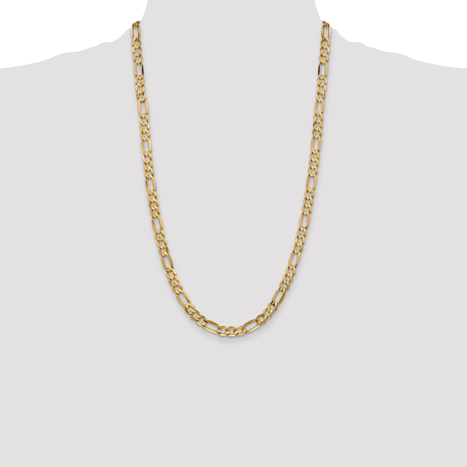 14k 6mm Concave Open Figaro Chain