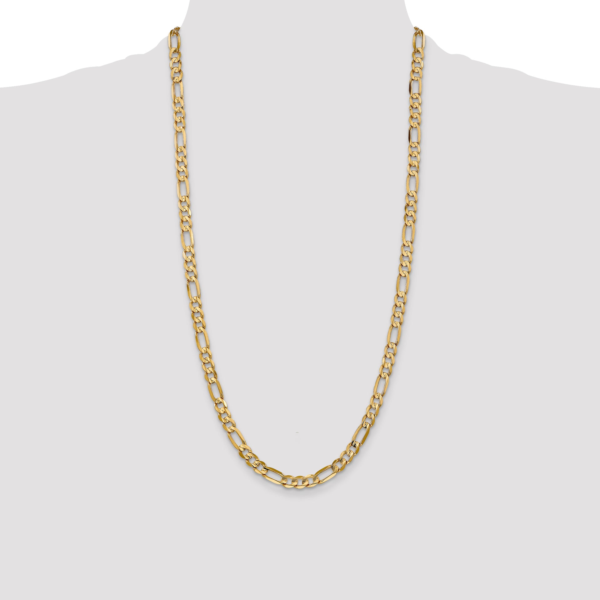 14k 6mm Concave Open Figaro Chain