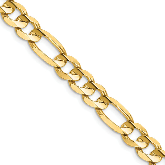 14k 7.5mm Concave Open Figaro Chain