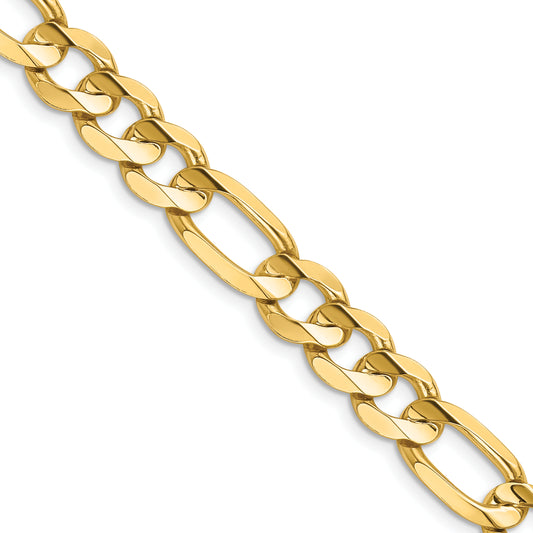 14k 8.75mm Concave Open Figaro Chain
