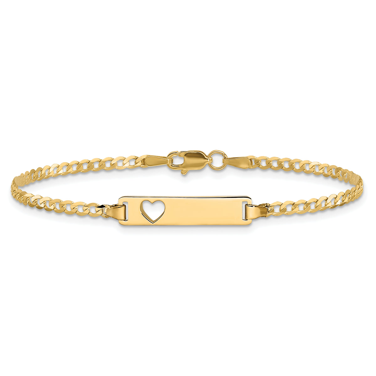 14k Cut-out Heart Curb Link ID Bracelet