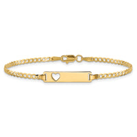14k Cut-out Heart Curb Link ID Bracelet