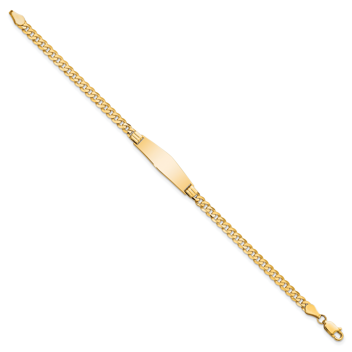 14K Soft Diamond Shape Curb Link ID Bracelet