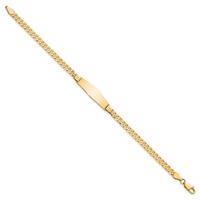 14K Soft Diamond Shape Curb Link ID Bracelet
