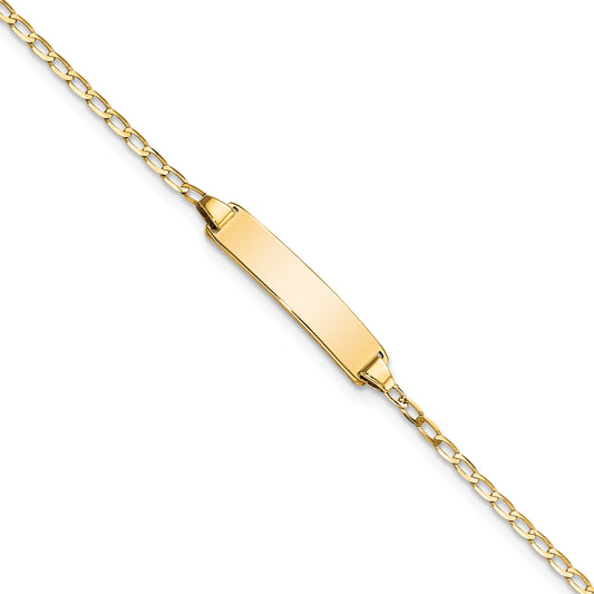 14k Flat Curb Link ID Bracelet