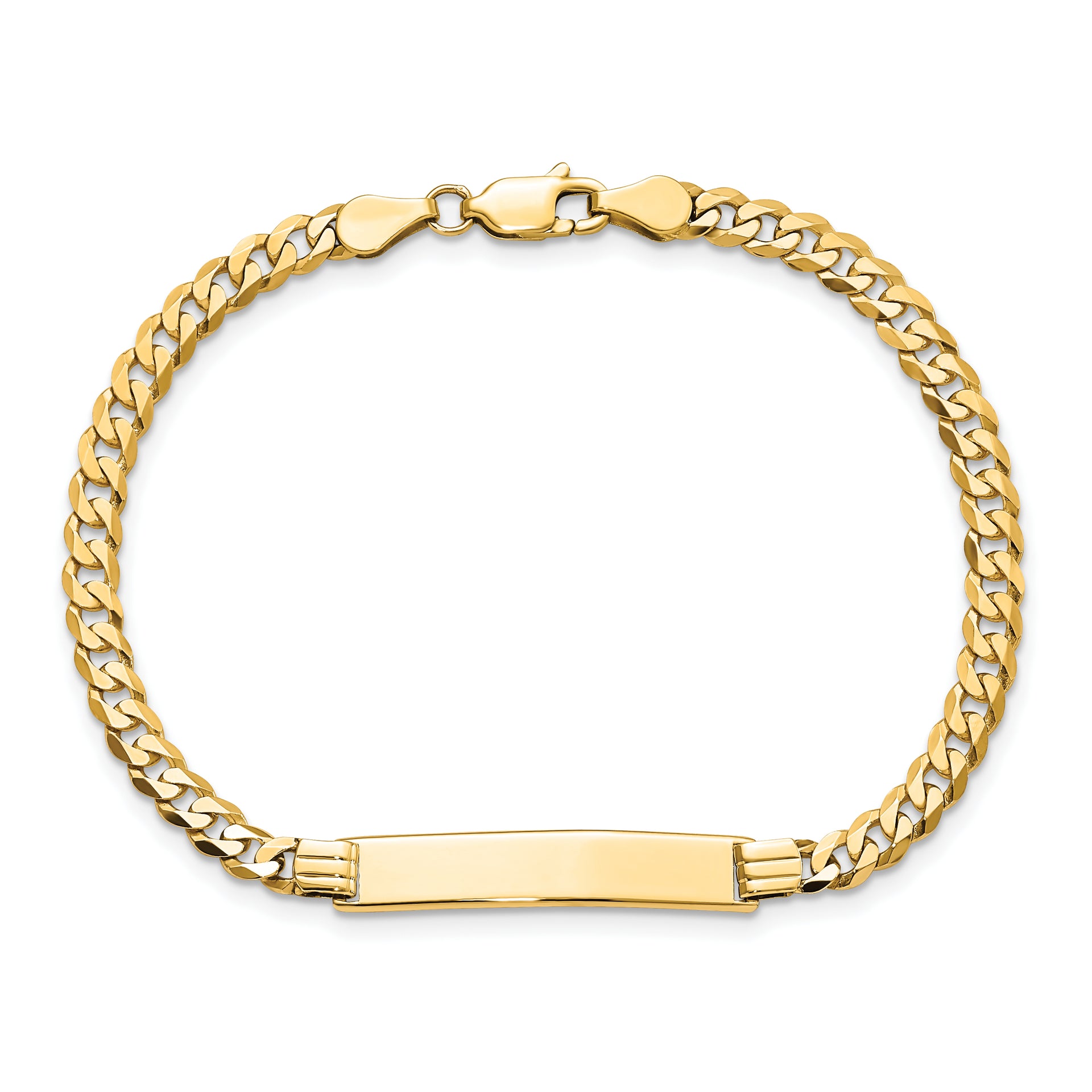 14k Flat Curb Link ID Bracelet