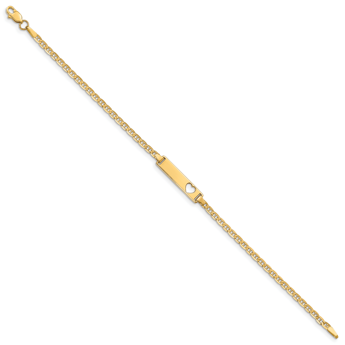 14k Cut-out Heart Anchor Link ID Bracelet