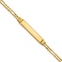 14k 3.0mm Figaro Diamond Cut ID Bracelet