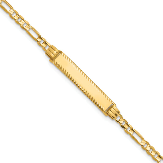 14k 3.0mm Figaro Diamond Cut ID Bracelet