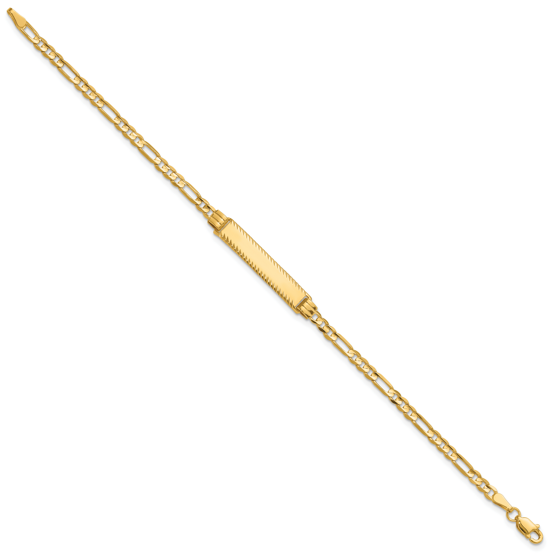14k 3.0mm Figaro Diamond Cut ID Bracelet