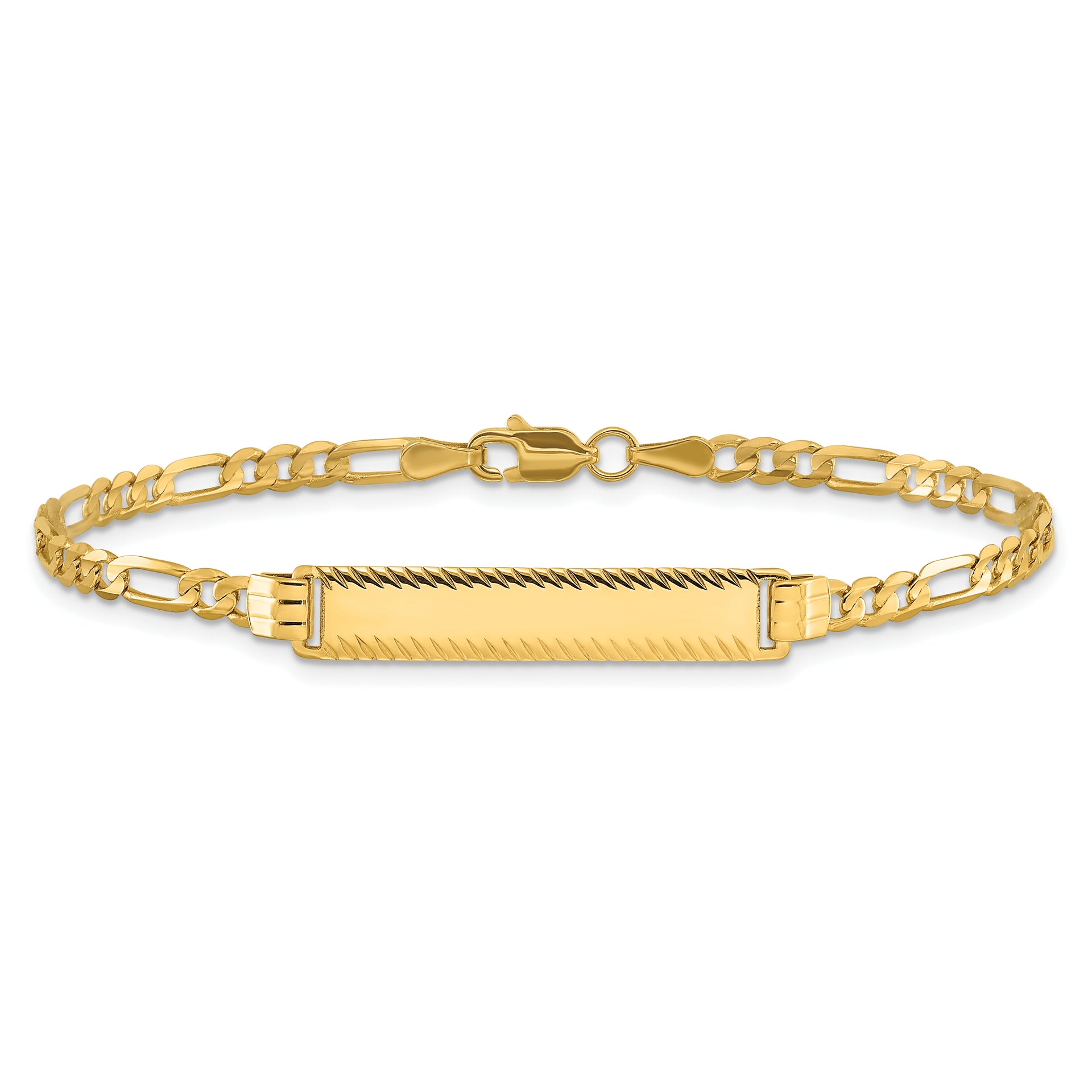 14k 3.0mm Figaro Diamond Cut ID Bracelet