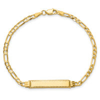 14k 3.0mm Figaro Diamond Cut ID Bracelet