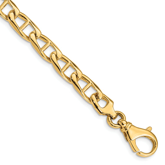 14K 6.9mm Hand-polished Anchor Link Bracelet