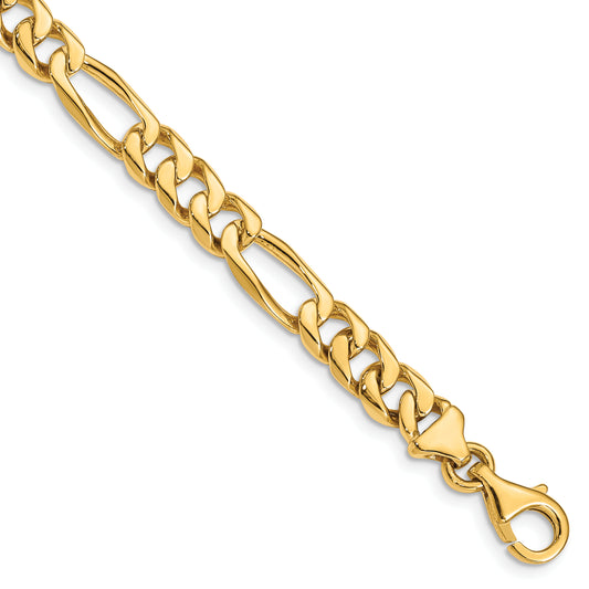 14k 7mm Hand-Polished Figaro Link Bracelet