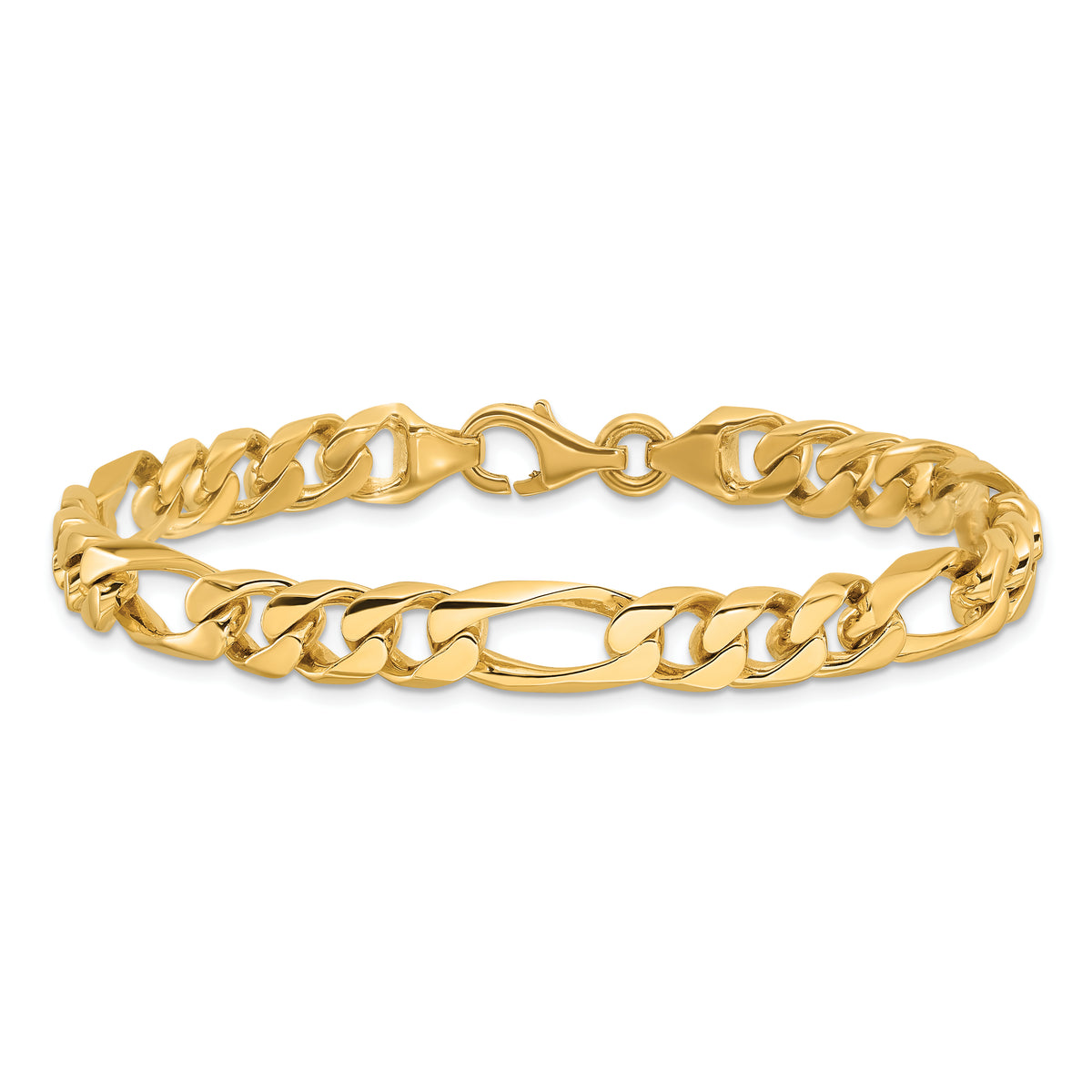 14k 8mm Hand-polished Figaro Link Bracelet