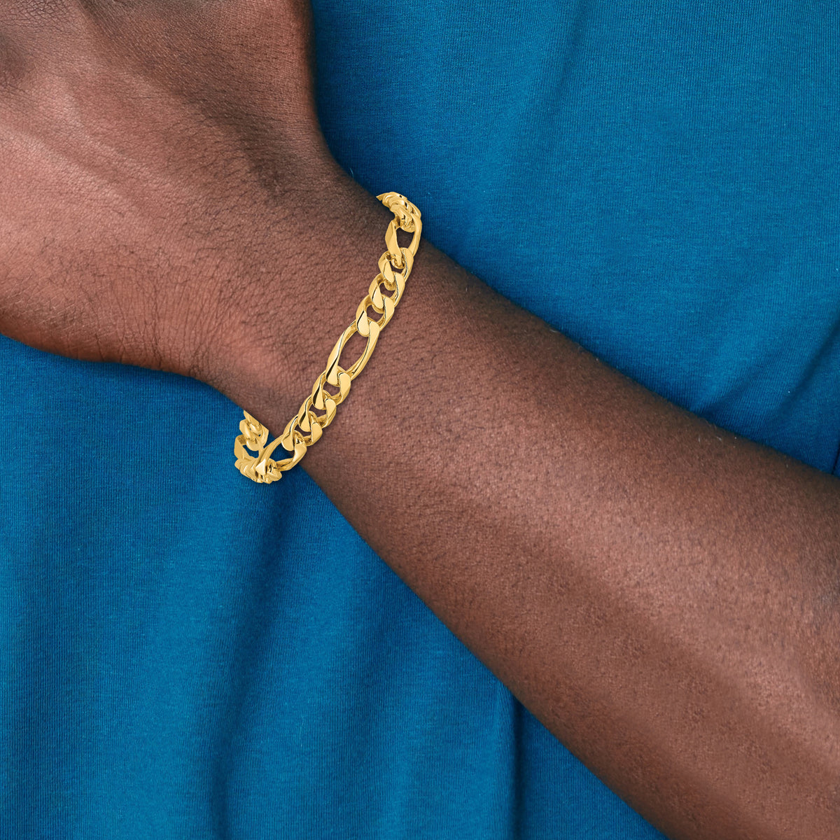 14k 8mm Hand-polished Figaro Link Bracelet