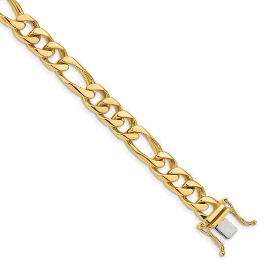14k 9mm Hand-polished Figaro Link Bracelet