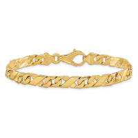 14K 6.7mm Hand-polished Fancy Link Bracelet