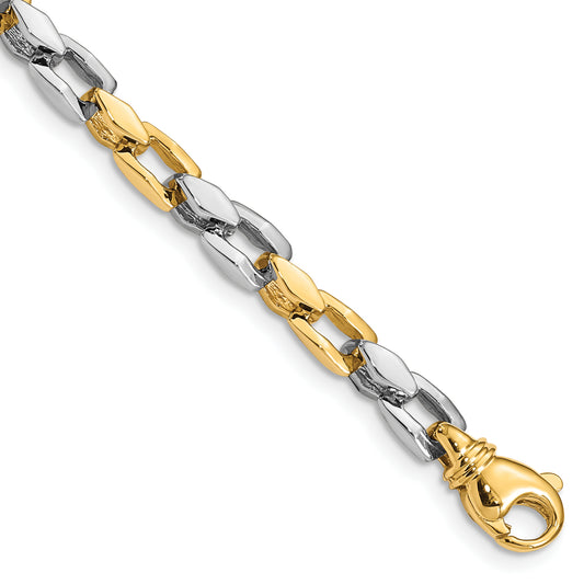 14k Two-tone 4.5mm Hand-polished Fancy Link Chain