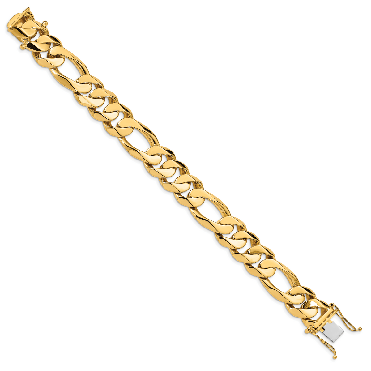 14k 15.7mm Hand Polished Fancy Heavy Figaro Link Bracelet