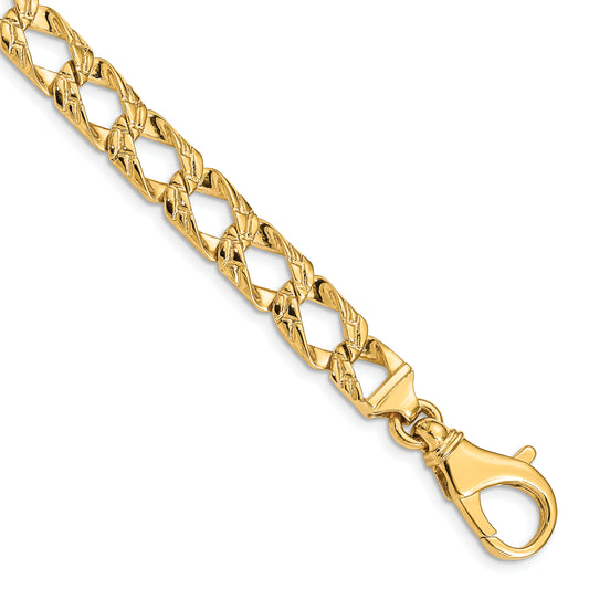 14k 8.6mm Hand Polished Fancy Link Chain