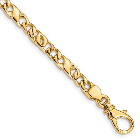 14K 4.8mm Hand Polished Fancy Link Chain
