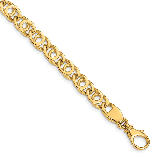 14K 7mm Hand Polished Fancy Link Chain