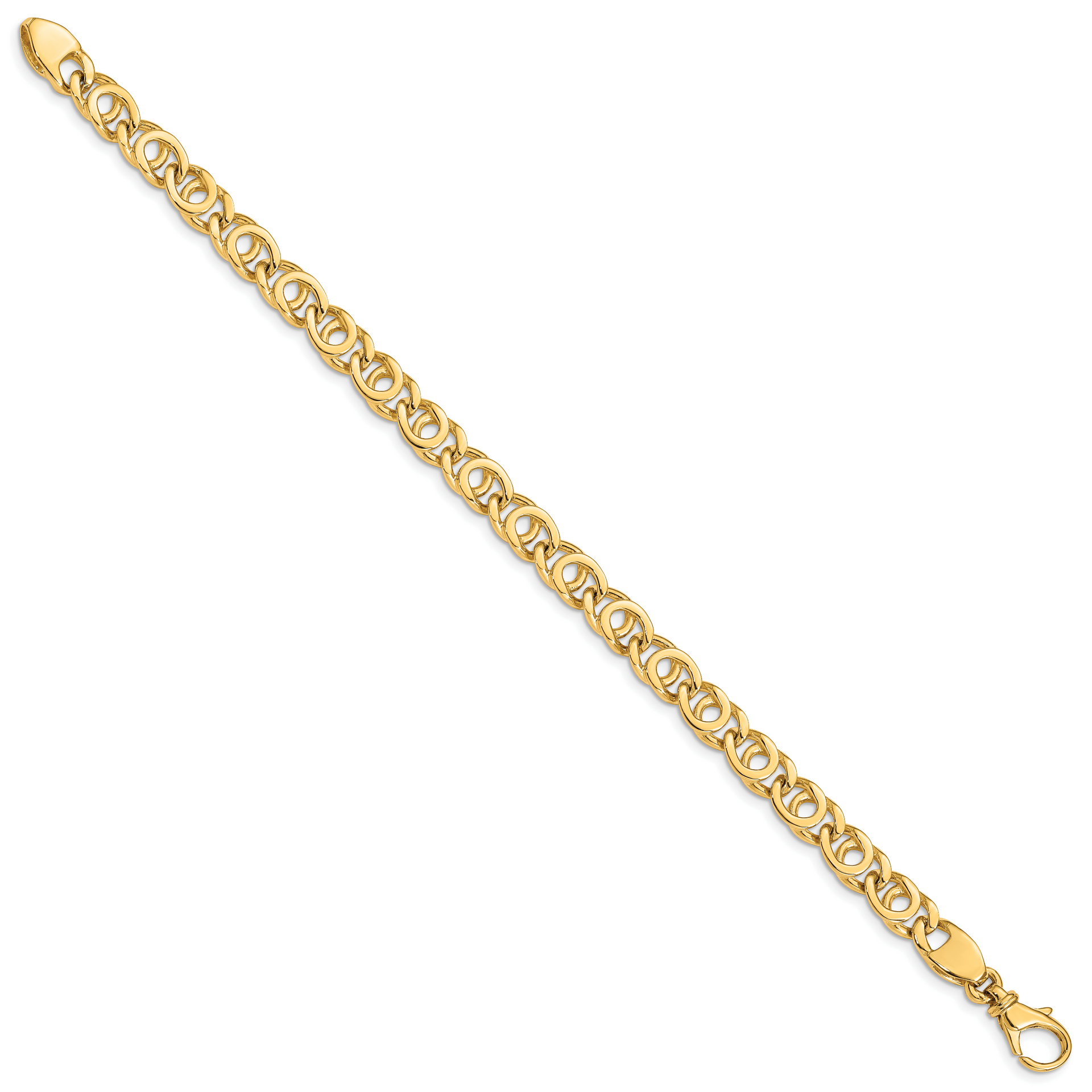 14K 7mm Hand Polished Fancy Link Chain