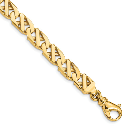 14K 7.9mm Fancy Link Hand Polished Bracelet