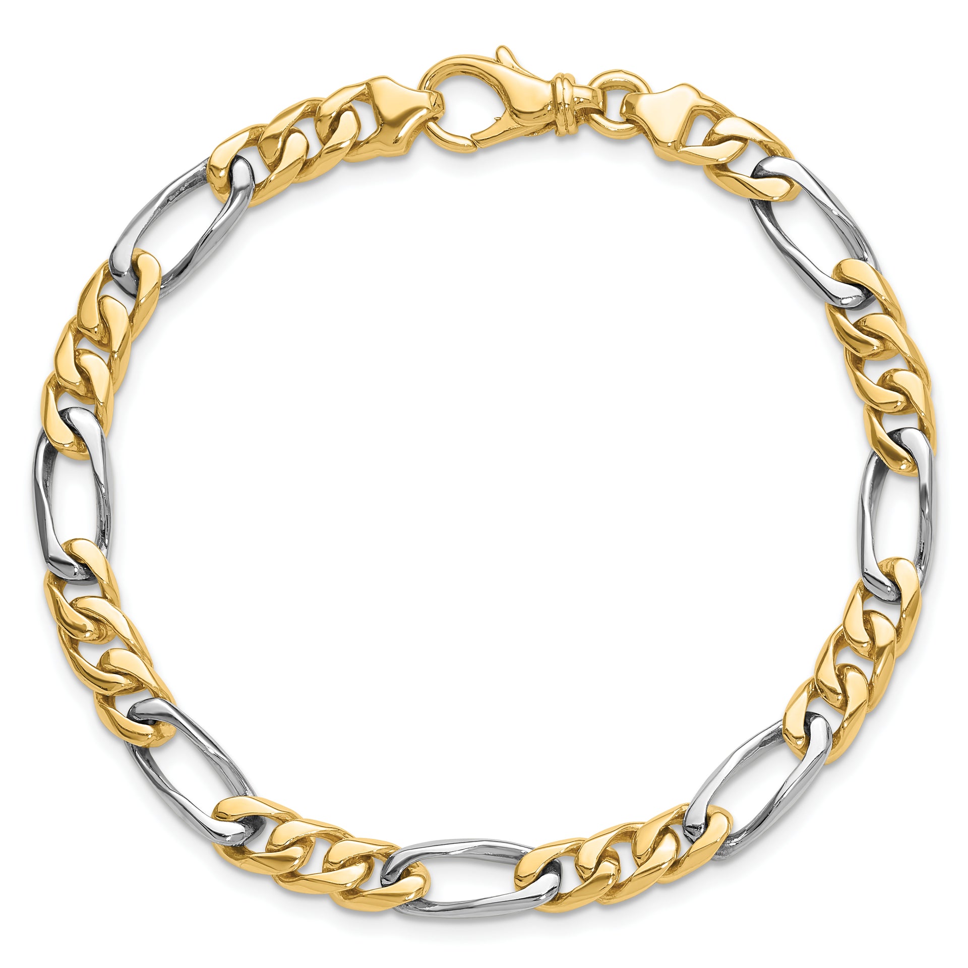 14K Two-tone 6.3mm Hand-polished Fancy Link Chain