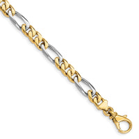 14K Two-tone 6.3mm Hand-polished Fancy Link Bracelet