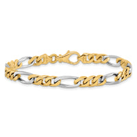 14K Two-tone 6.3mm Hand-polished Fancy Link Bracelet