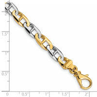14K Two-tone 6.6mm Hand-polished Fancy Anchor Link Bracelet