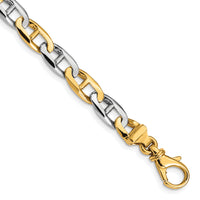 14K Two-tone 6.6mm Hand-polished Fancy Anchor Link Bracelet