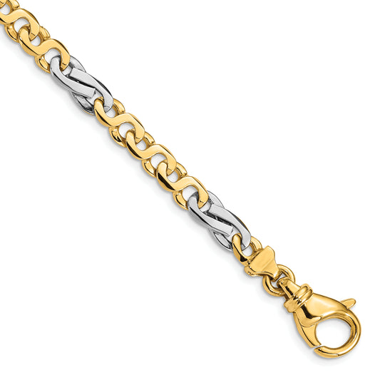 14K Two-tone 5.8mm Hand Polished Fancy Link Chain