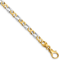 14k Two-tone 4.8mm Hand Polished Fancy Link Bracelet