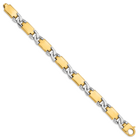 14k Two-tone 10.9mm Hand Polished Gold Fancy Link Bracelet