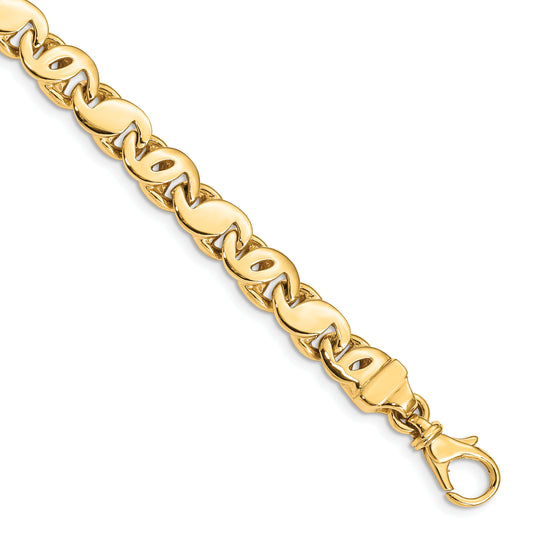 14k 7.3mm Hand Polished Fancy S-Link Bracelet