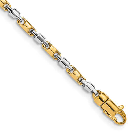 14k Two-tone 2.5mm Hand-polished Fancy Link Chain
