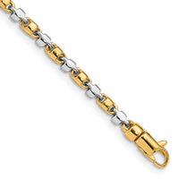 14k Two-tone 2.6mm Hand-polished Fancy Link Bracelet